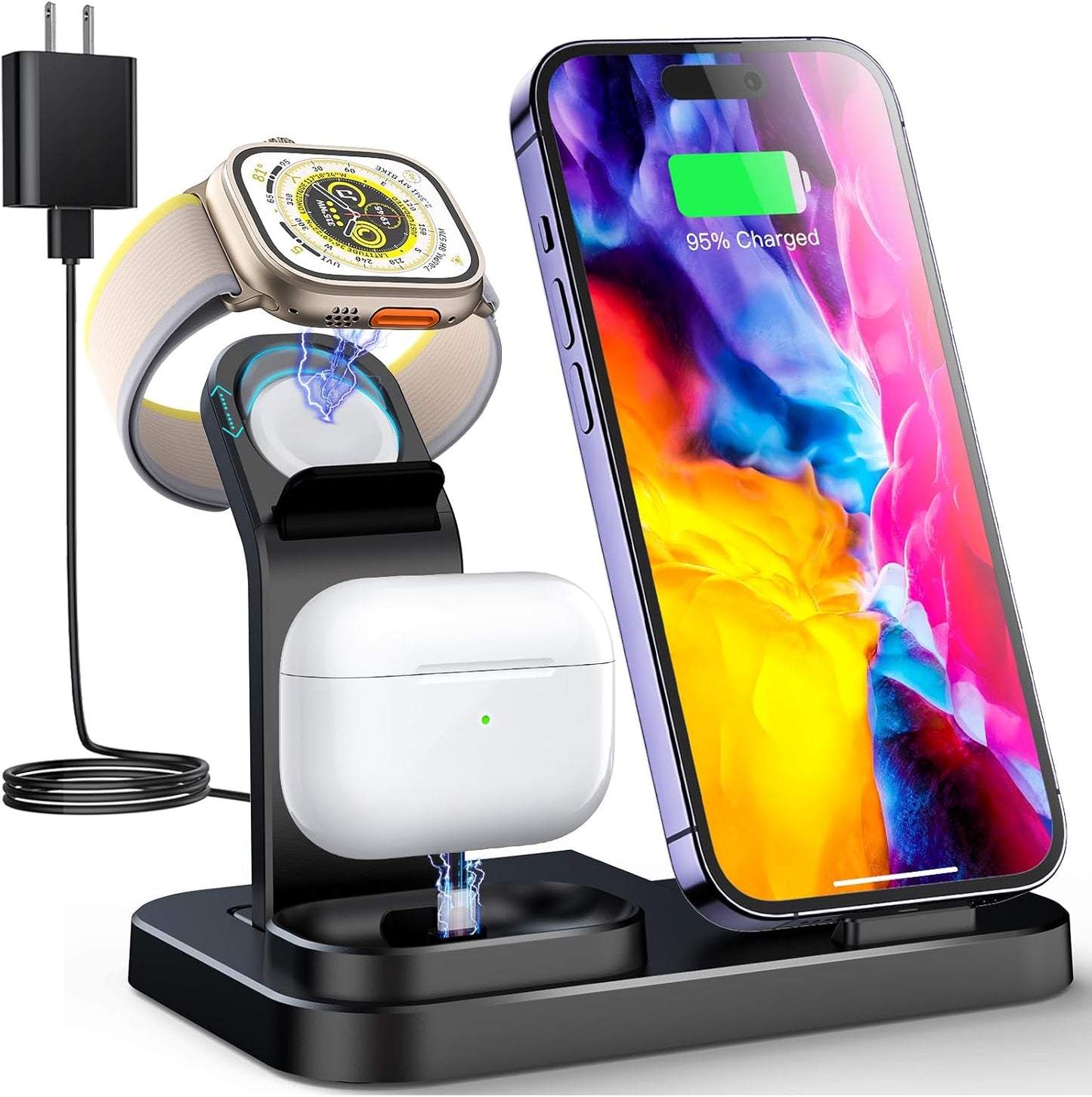RJR Wireless Charging Station: Fast Charge Apple Devices 