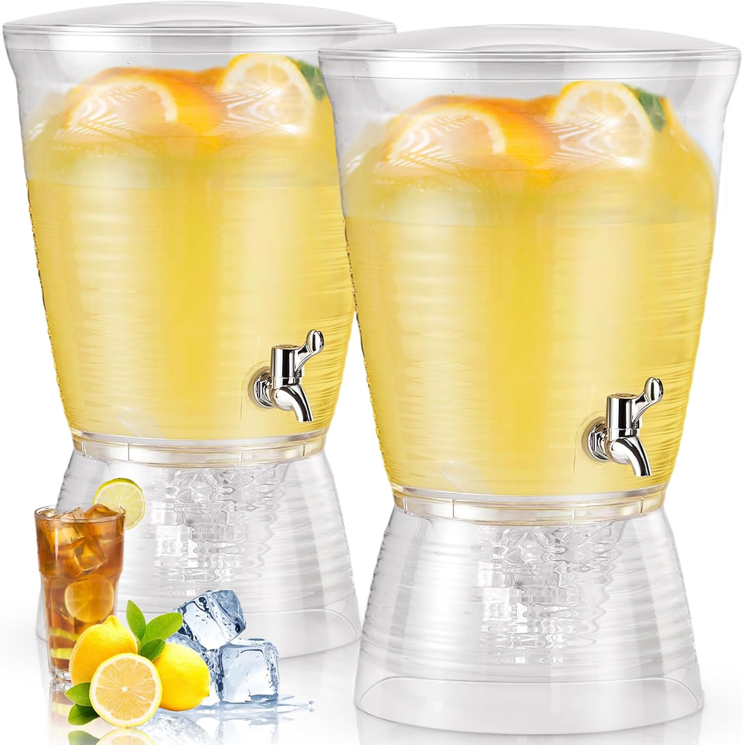 Acrylic Beverage Dispenser Set for Parties and Events - 2.7 Gallon