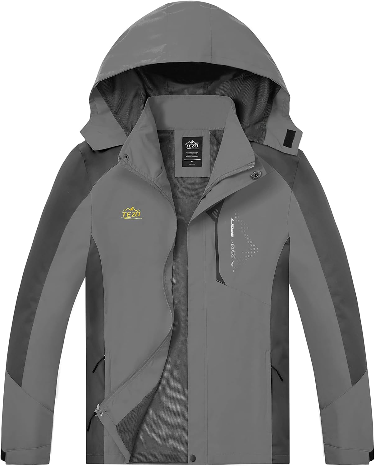 TEZO Mens Rain Jacket Waterproof Lightweight Windbreaker for Hiking