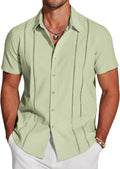 COOFANDY Men's Cuban Guayabera Shirt Short Sleeve - Cool Summer Linen