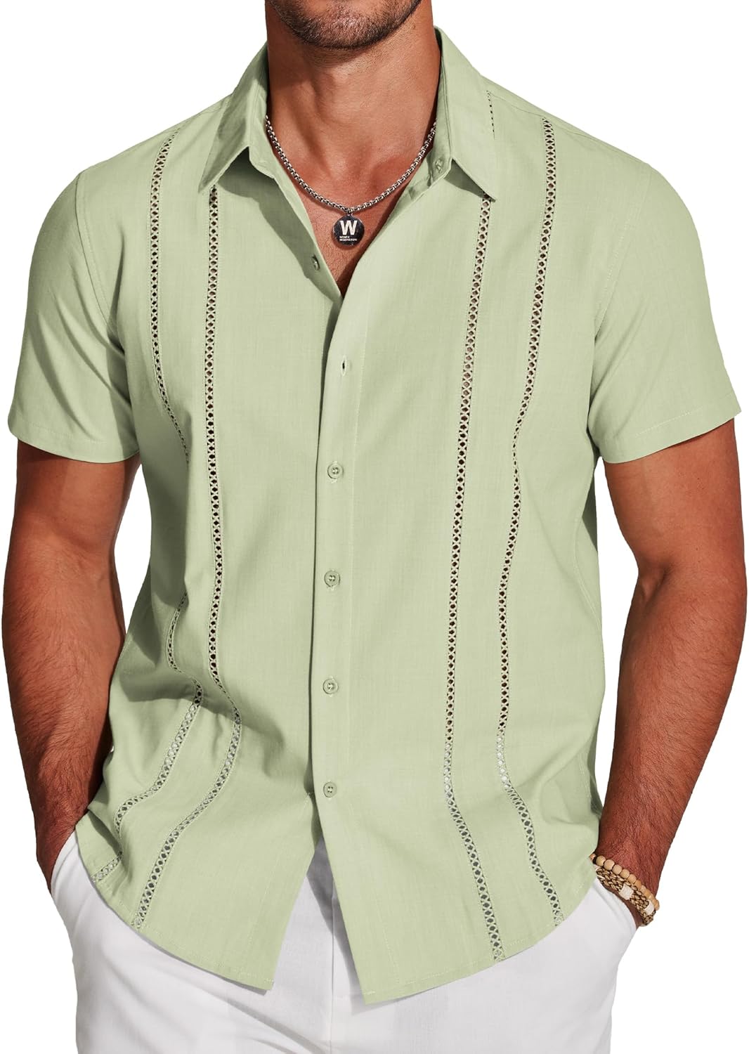 Stylish Men's Cuban Guayabera Shirt for Summer Casual Wear