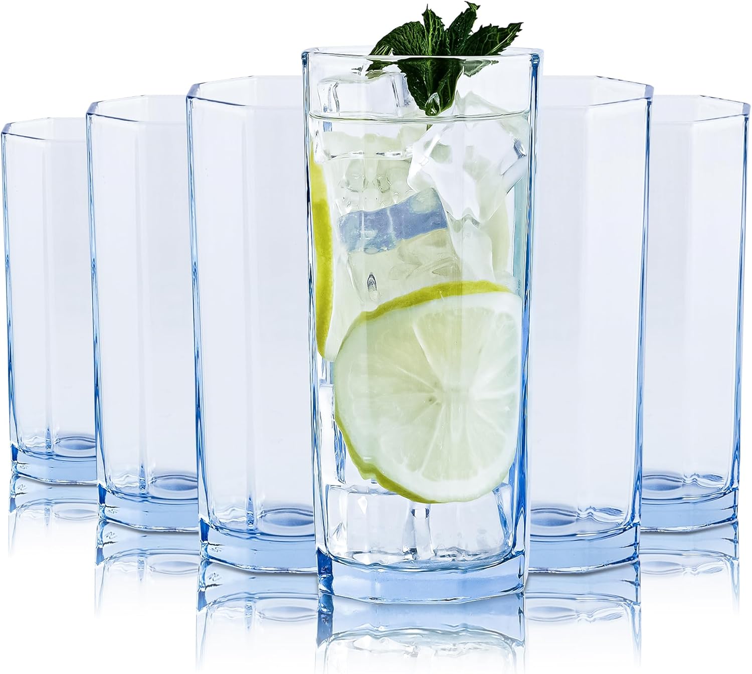 Set of 6 Geometric Glass Drinkware for Every Beverage