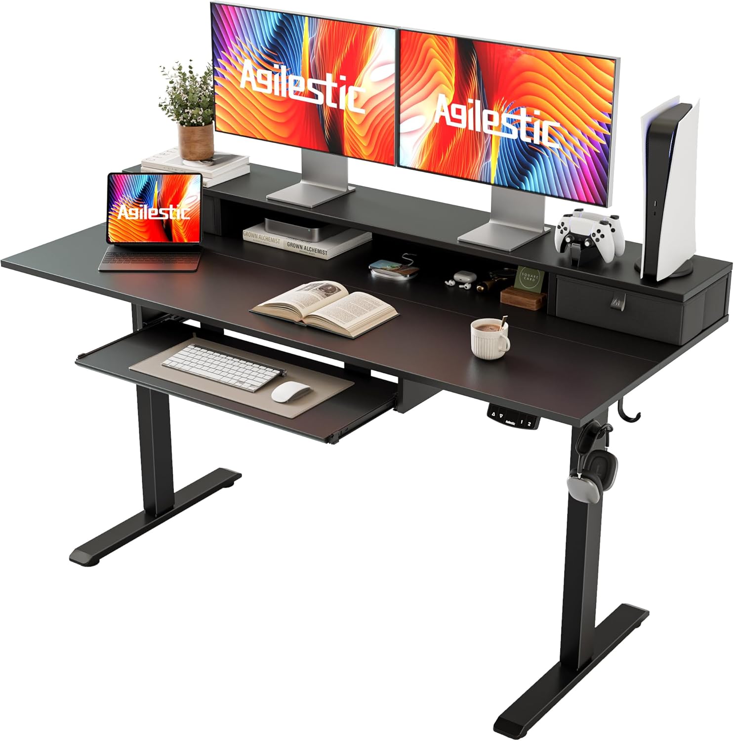 Agilestic Electric Standing Desk with Drawers and Keyboard Tray