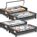Under Bed Storage with Wheels 4 Pack - Rolling 60L Drawers for Clothes