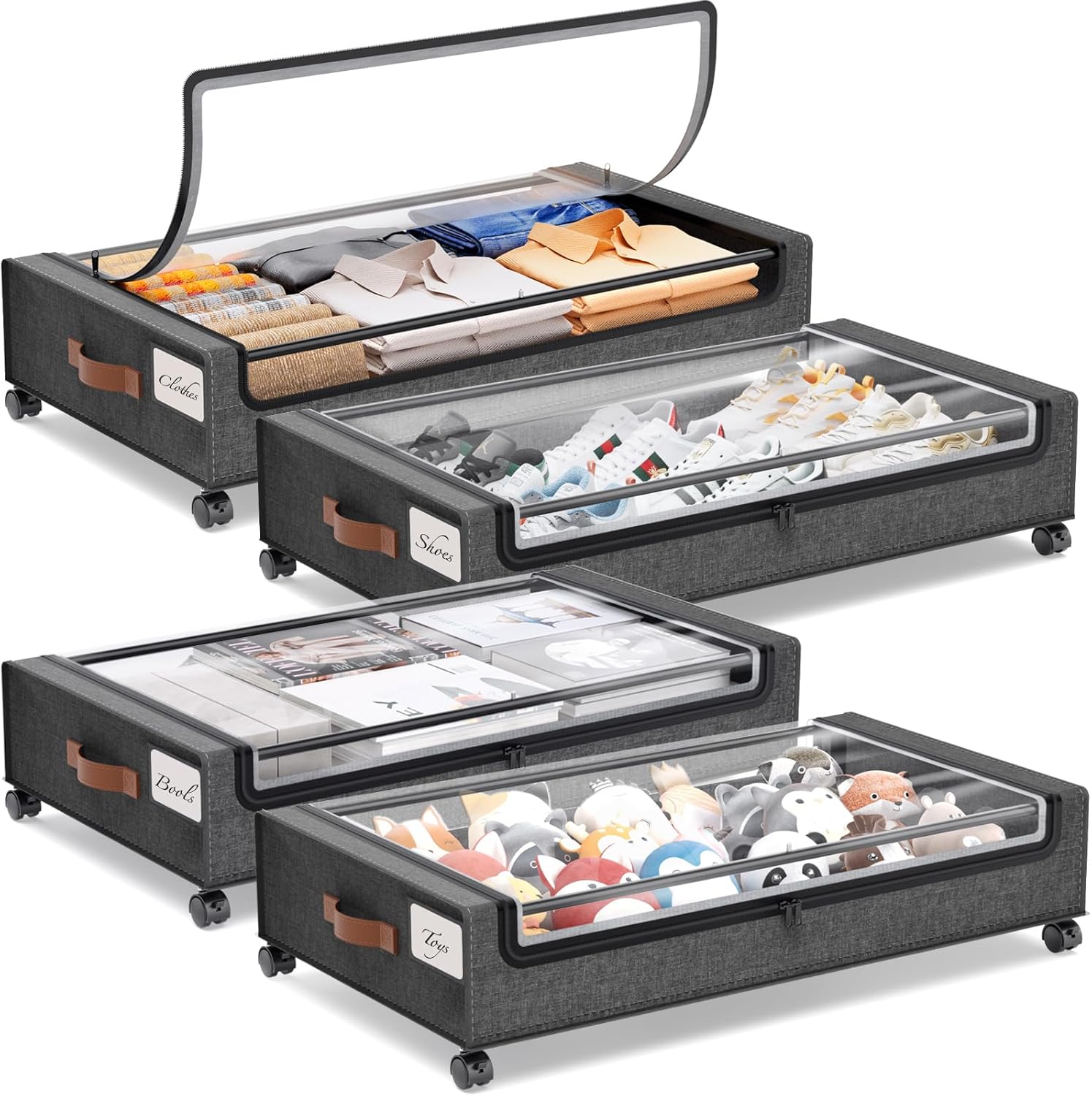 Yecaye Under Bed Storage with Wheels for Easy Organization