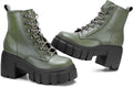 Womens Combat Ankle Boots Lightweight Lace Up with Side Zipper
