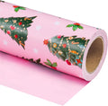 WRAPAHOLIC 30 Inch Jumbo Pink Reversible Christmas Wrapping Paper - 30
