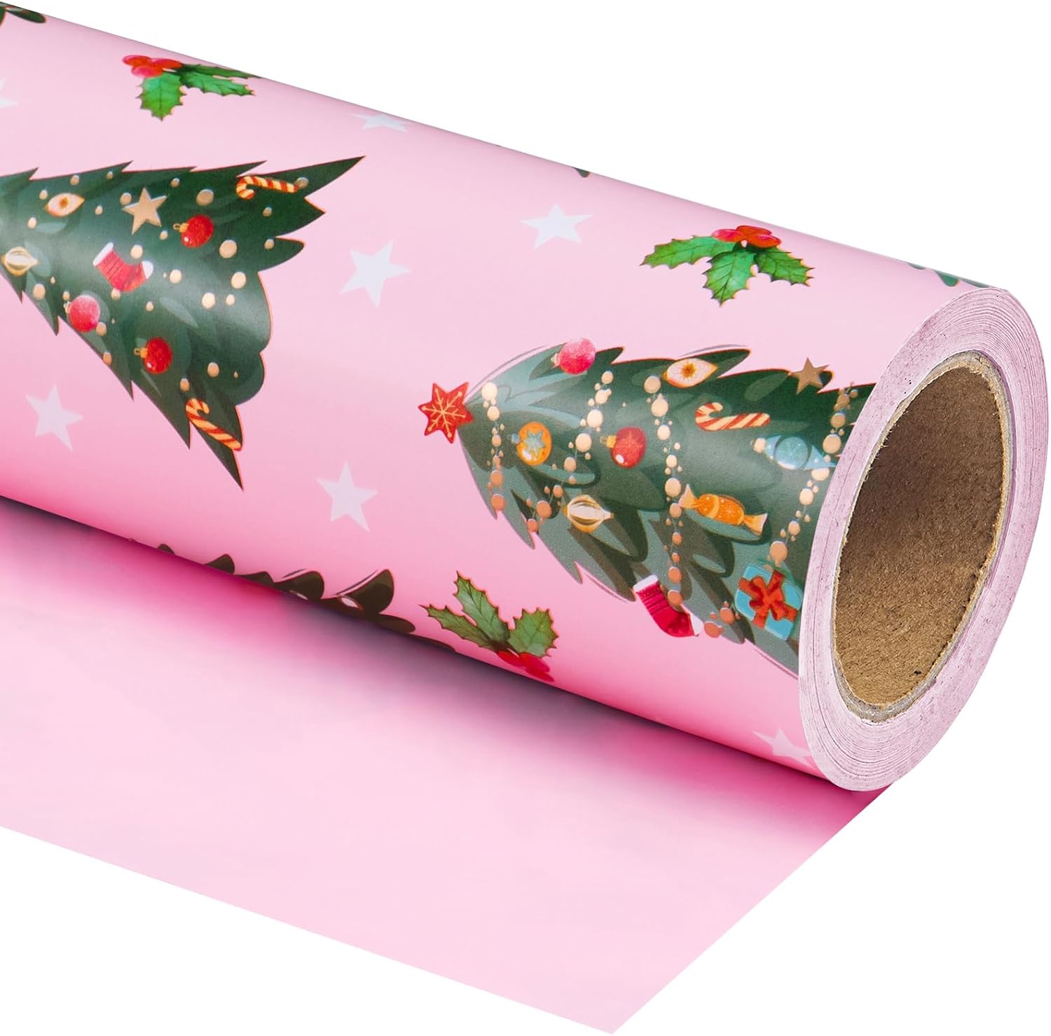 30 Inch Jumbo Pink Reversible Christmas Wrapping Paper Roll