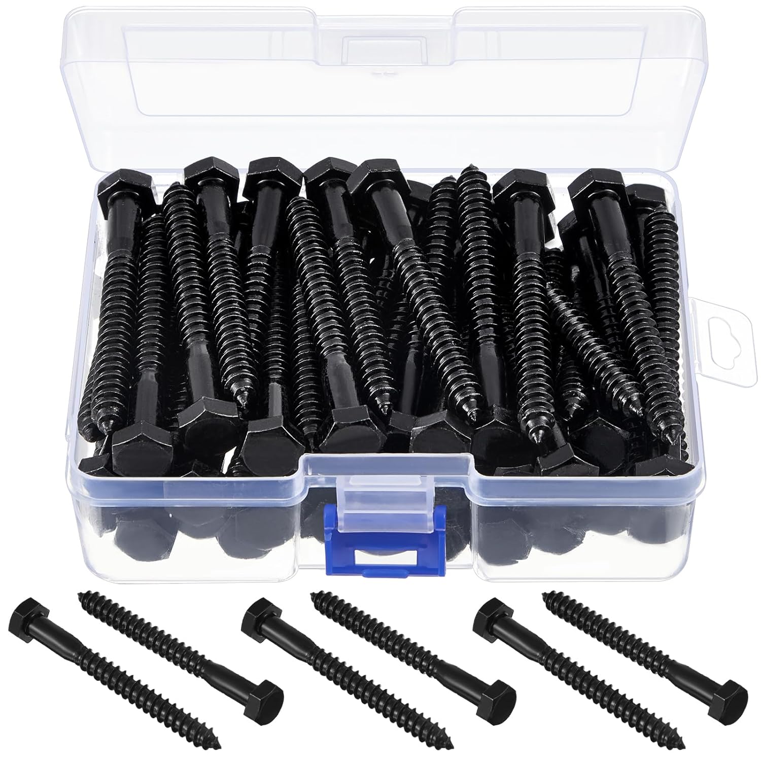 Blulu 60 Pcs Hex Head Lag Screws for Wood, 5/16 in x 3 in