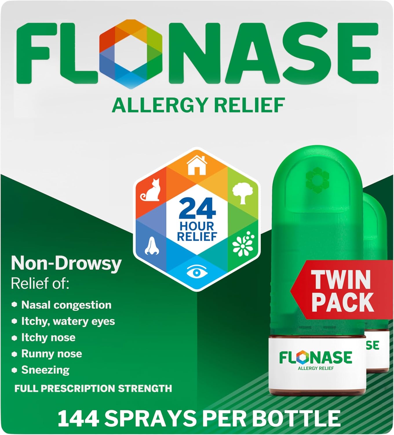 Flonase Allergy Relief Nasal Spray for 24 Hour Non Drowsy Relief