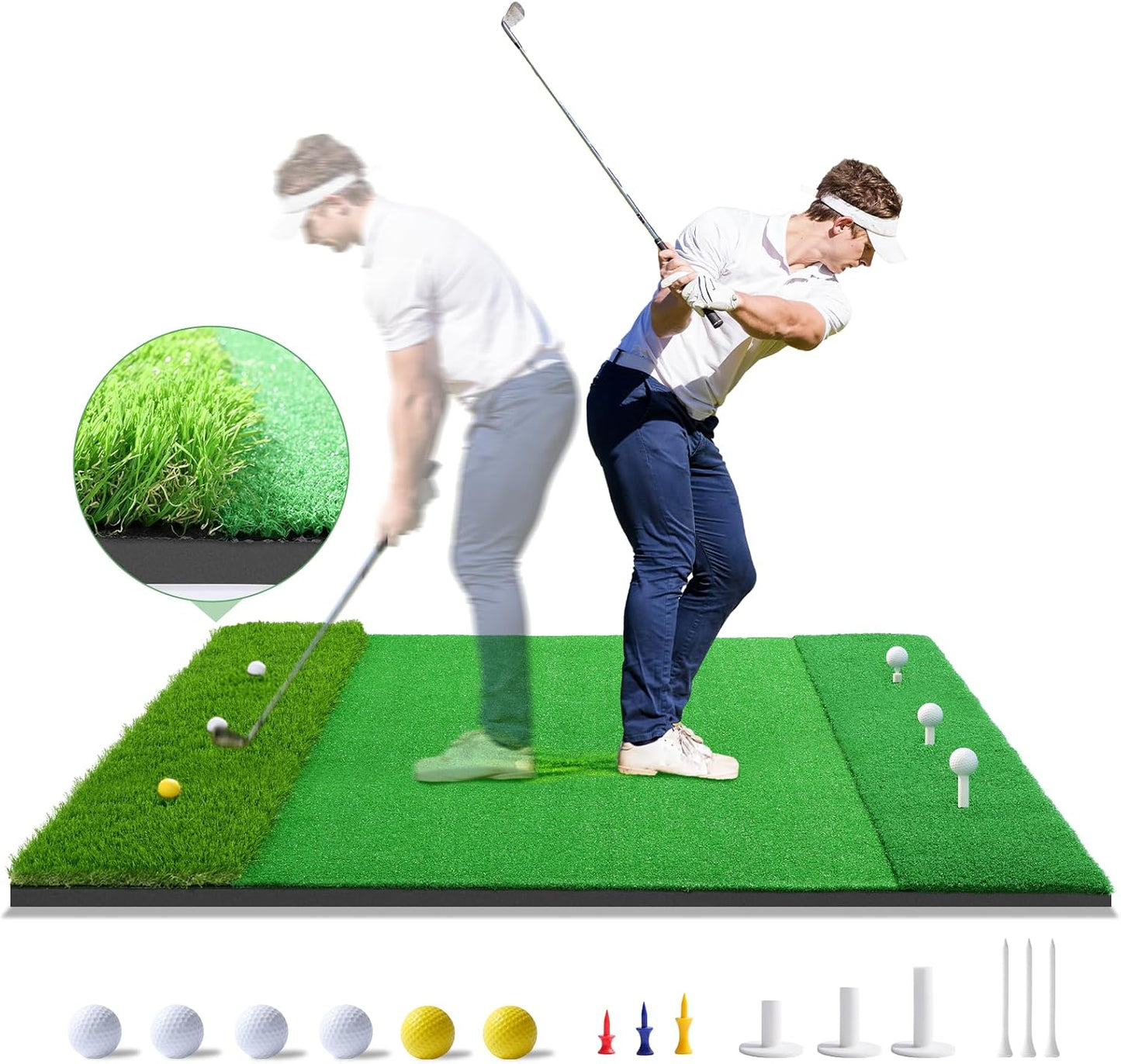 Pro Nylon Golf Mat w/ Accessories for Ultimate Swing Practice