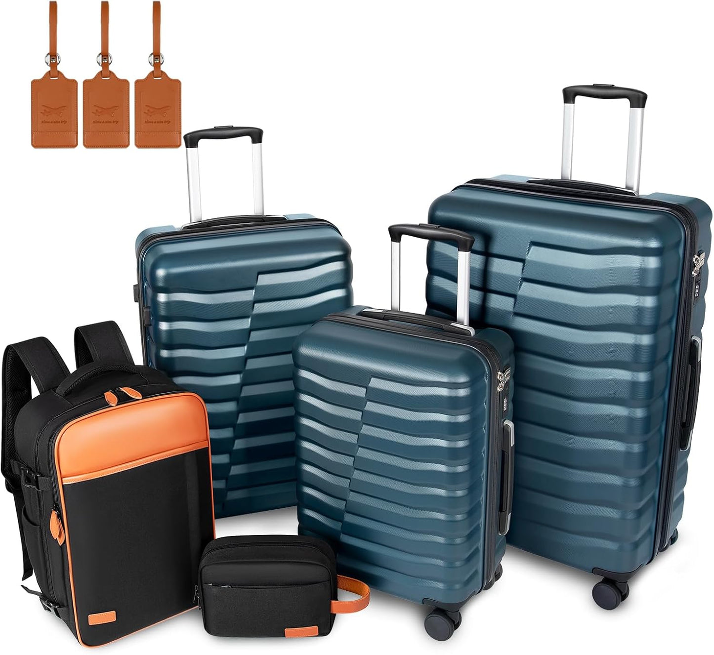 5-Piece Lightweight Luggage Set with Backpack and TSA Lock