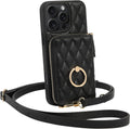 iPhone 16 Pro Wallet Case for Women - PU Leather Crossbody with Card
