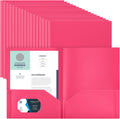 Two Pocket Letter Size Plastic Folders 100 Pack - Hot Pink bulk