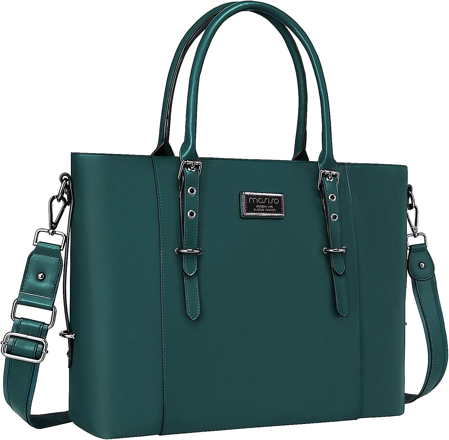 MOSISO PU Leather Laptop Tote Bag for Women, Stylish and Durable