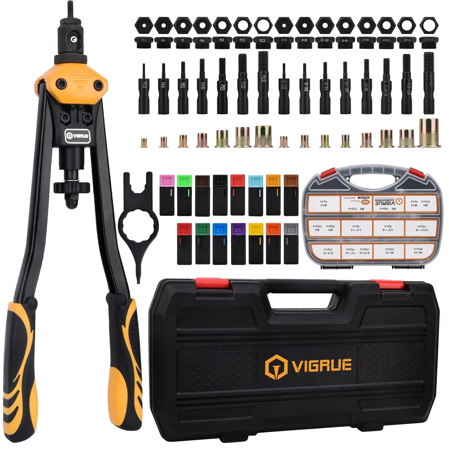 VIGRUE 16ft' Rivet Nut Tool Kit with 300PCS Rivnuts Assortment