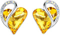 Earrings for Women Heart Birthstone Crystal Studs - Thoughtful Gift