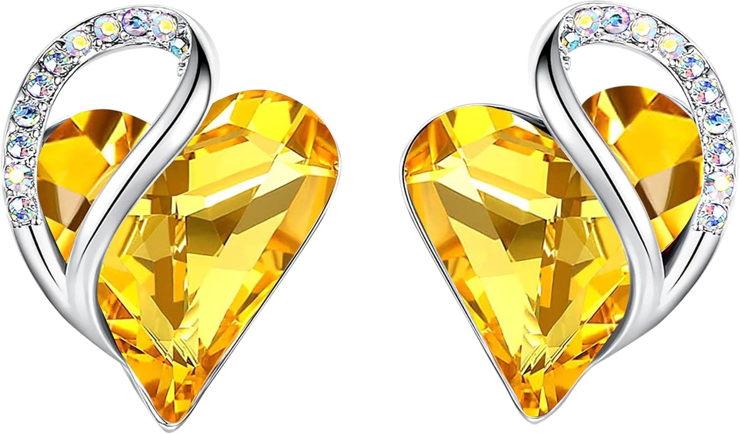 Heart Birthstone Crystal Stud Earrings for Women - Perfect Gift