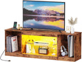 Rustic Brown Farmhouse TV Stand: 65 LED TV, Charging Station, Storage