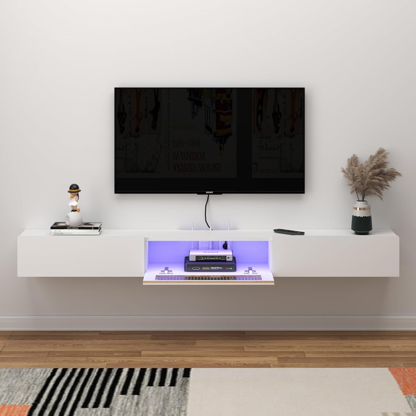 71'' Floating TV Stand with LED Lights - Max Storage & Style