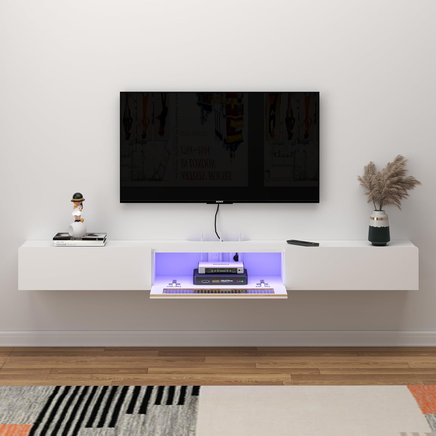 71'' Floating TV Stand with LED Lights - Max Storage & Style