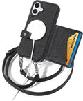 Crossbody Phone Case with Card Holder for iPhone 16 Plus - Leather