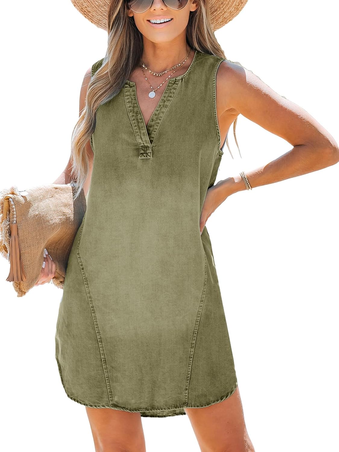 CUPSHE Women's Denim Mini Dress for Summer Casual Outfits