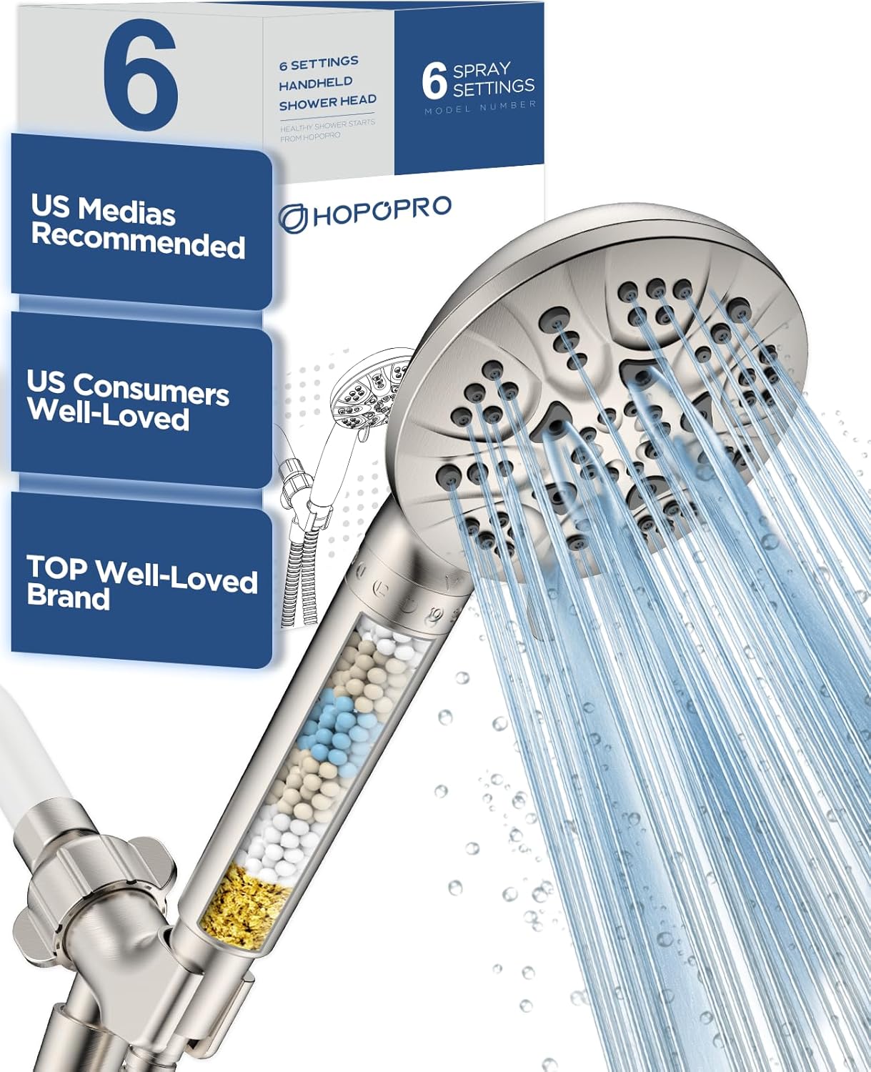 High Pressure Handheld Shower Head with Filter for Skin Care