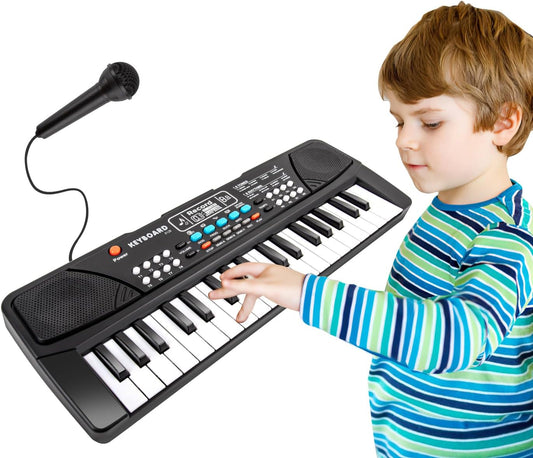 Portable Electronic Kids Piano with Microphone - 37 Keys