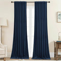 Navy Blue Velvet Curtains 84 in Room Darkening Panels - Plush Thermal