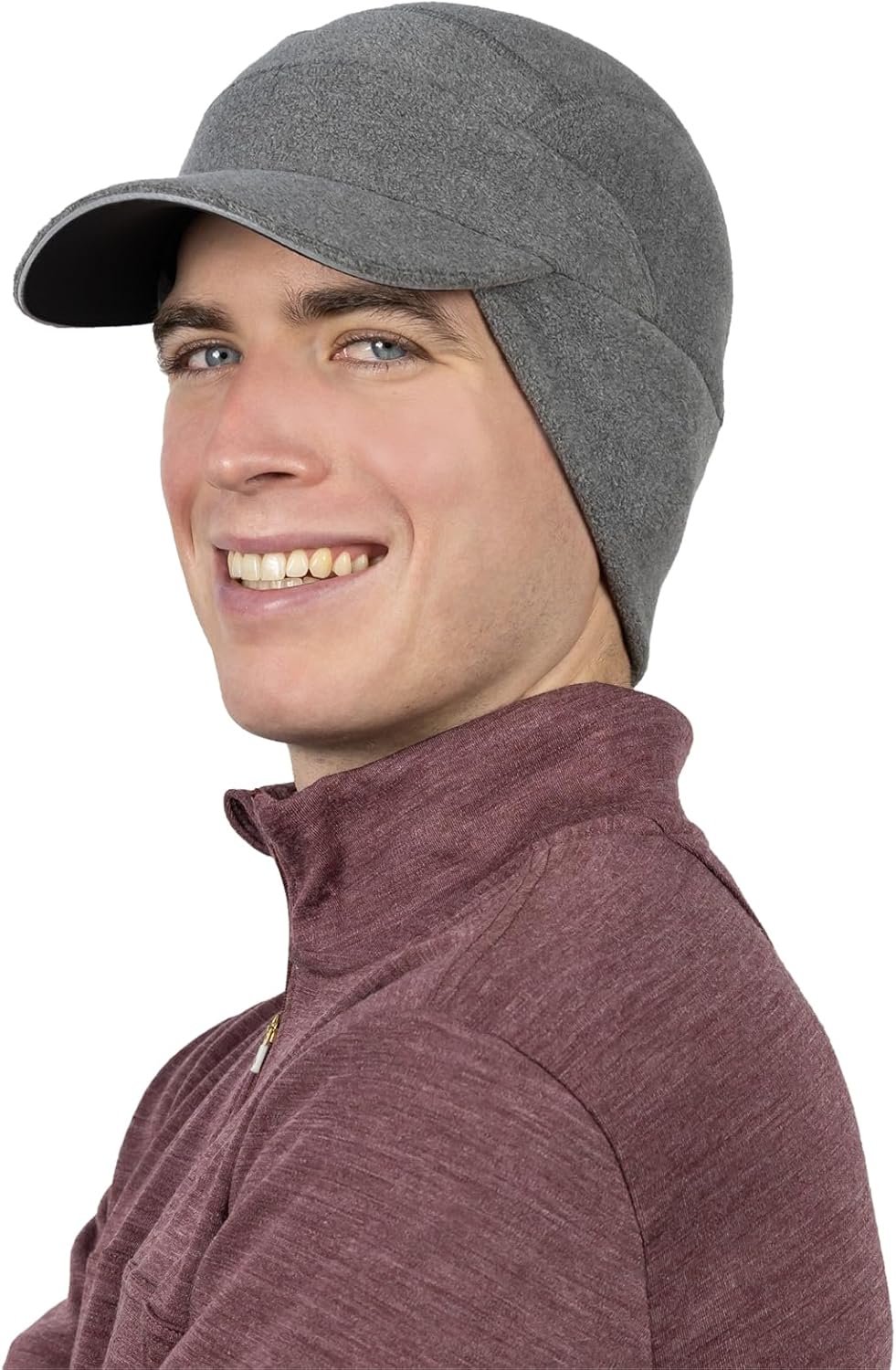 TrailHeads Men's Fleece Baseball Cap - Warm Ear Flaps - Winter Sports Hat