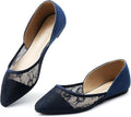 MUSSHOE Pointed Toe Flats for Women - Lightweight Breathable Lace