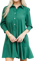 Womens Tunic Shirt Mini Dress Long Sleeve Cotton Short