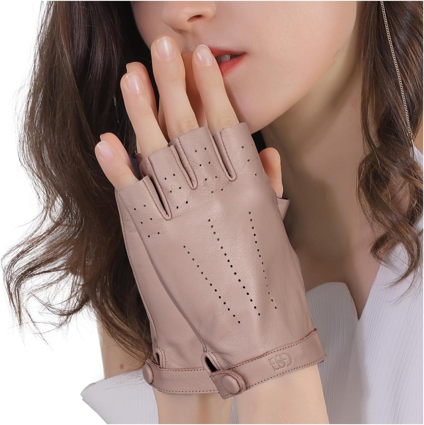 GSG Women Fingerless Leather Gloves for Bikers and Drivers