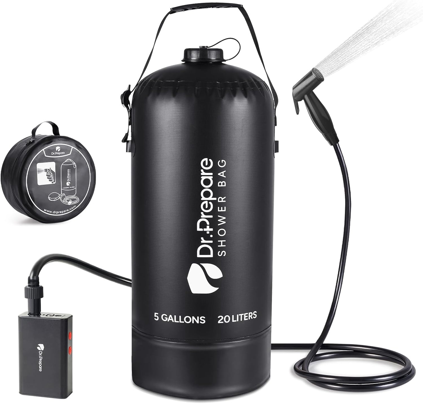 Portable Shower for Camping by DR.PREPARE - 5 Gallons Capacity