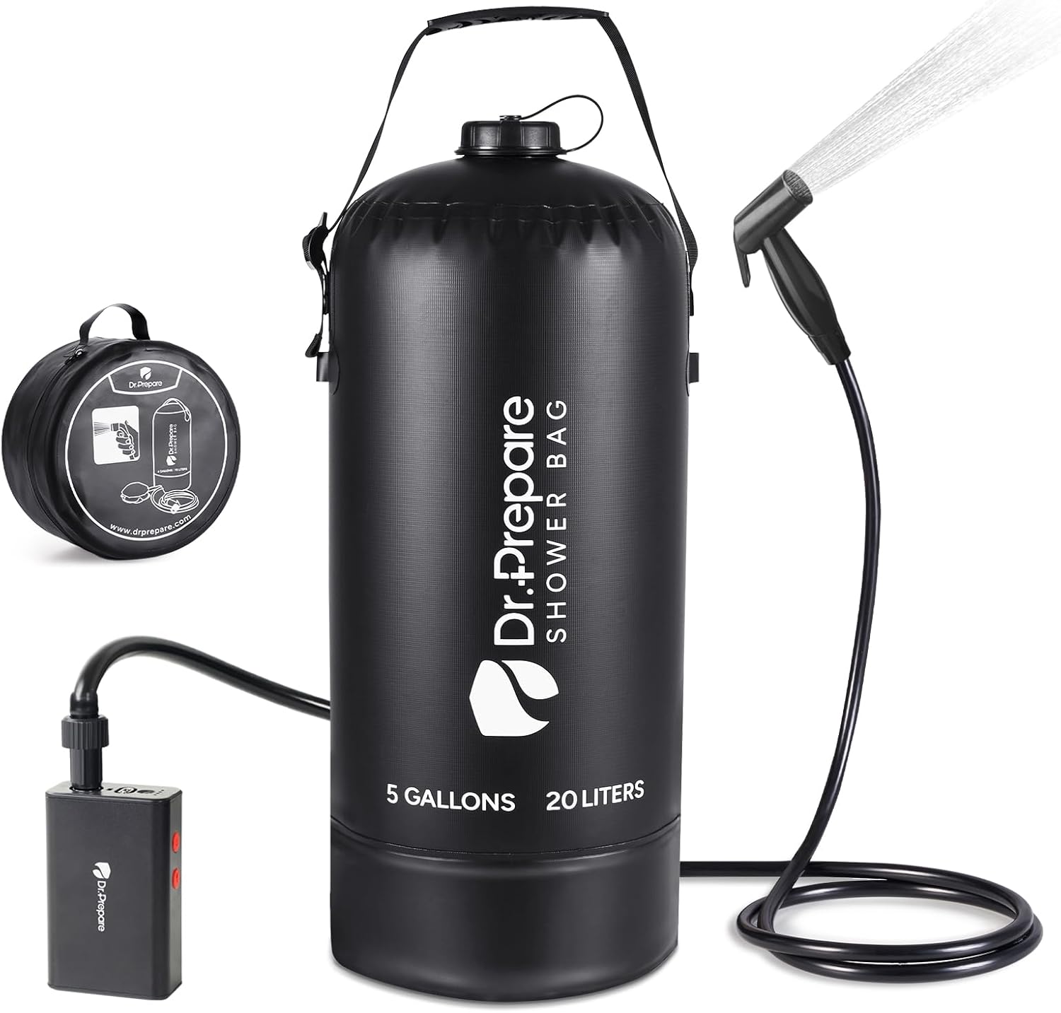 Portable Shower for Camping by DR.PREPARE - 5 Gallons Capacity