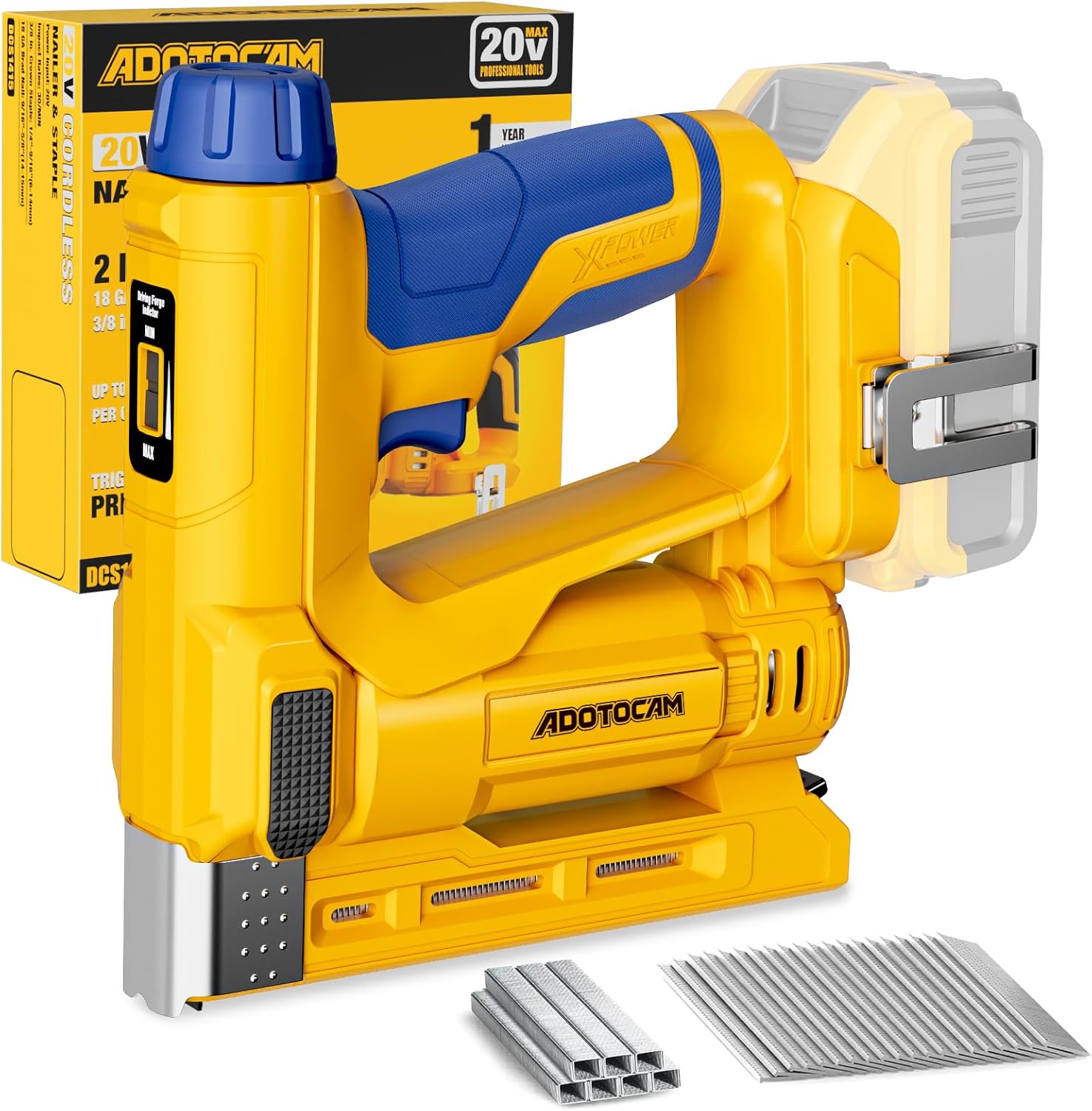 18GA Nail Gun for Dewalt 20V Battery - Cordless Brad Nailer