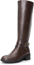 DREAM PAIRS Women's Knee High Boots Buckle Riding Boots - Warm Fur TPR