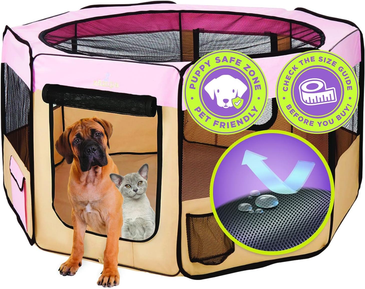 Zampa Puppy Pop Up Portable Playpen for Dogs and Cats, Extra Large