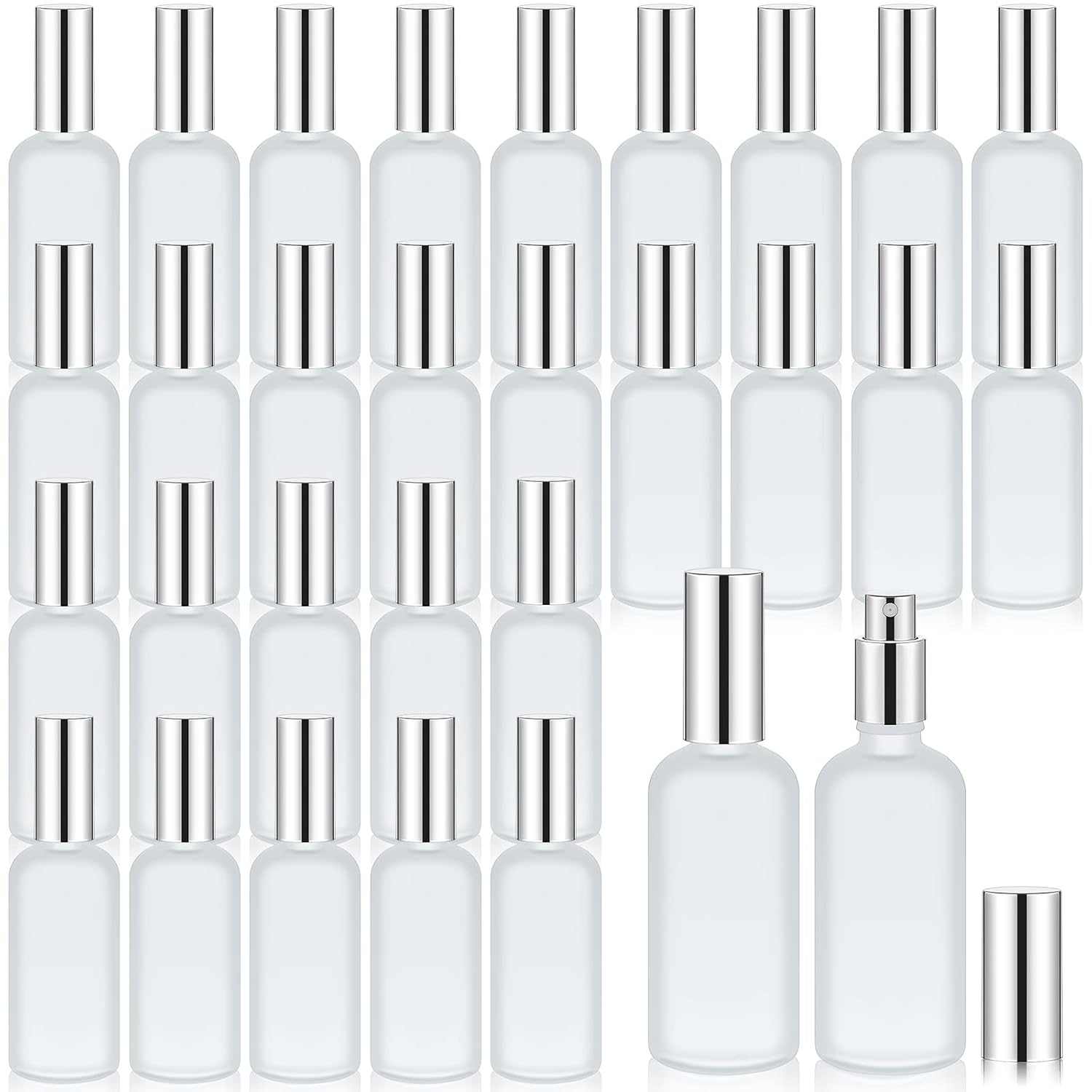30 Pcs 3.4 oz Silver Glass Spray Bottles for Perfume Travel