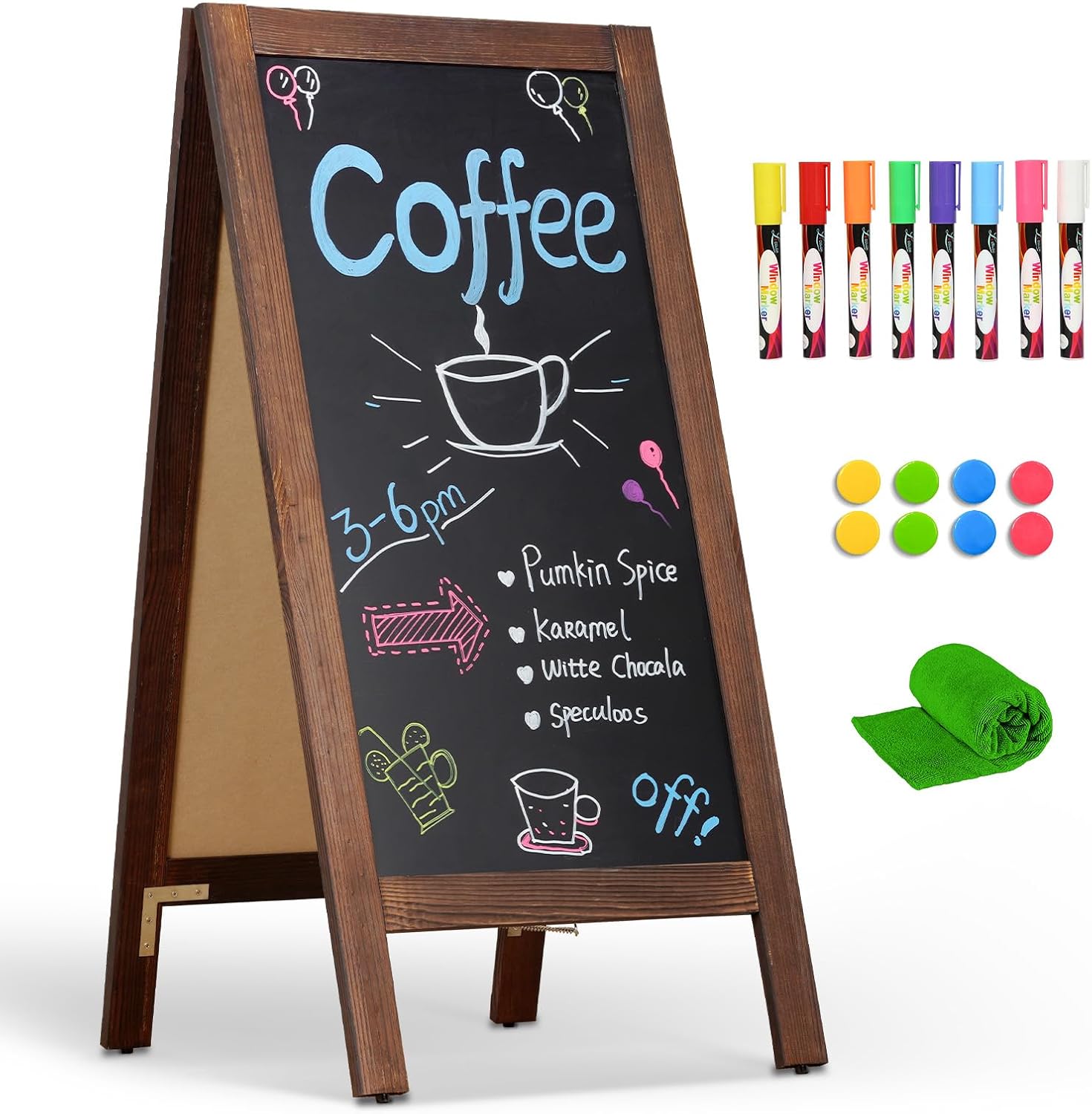 4 THOUGHT A-Frame Double-Sided Magnetic Chalkboard for Events