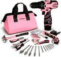COMOWARE 12V Pink Cordless Drill Home Tool Kit - Compact DIY Set