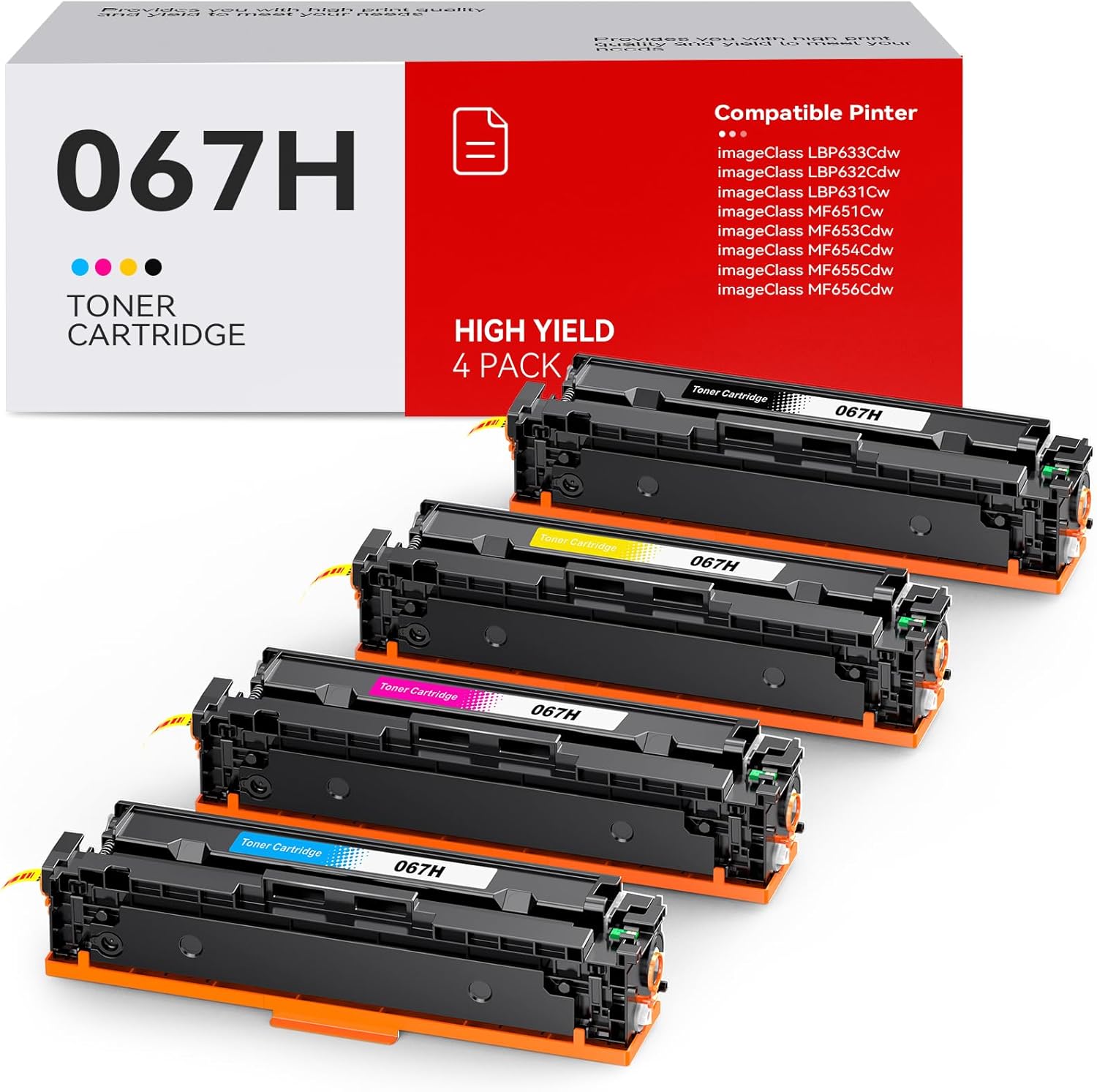 067H Toner Cartridge Set 4 Pack for Canon Printers - High Yield