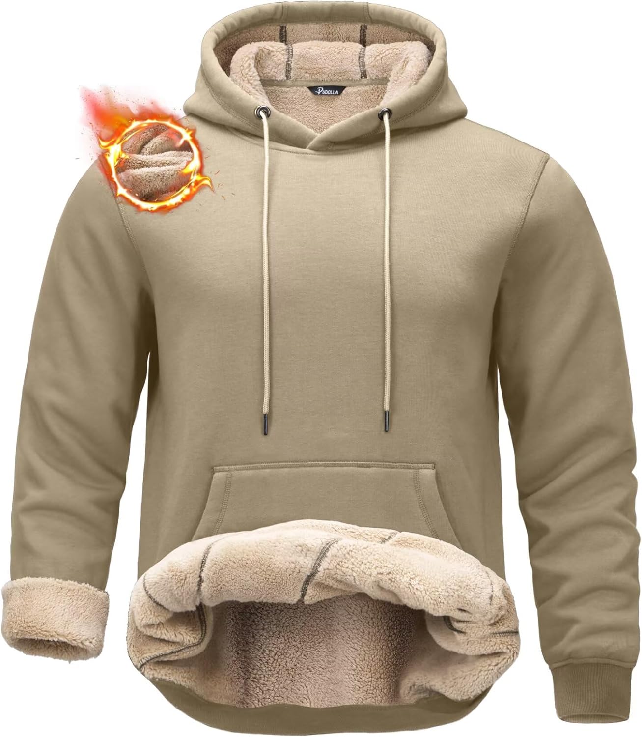 Pudolla Men's Sherpa Hoodie Pullover for Winter Warmth