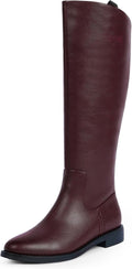 Knee High Boots for Women Rounded Toe Flat Low Chunky Heel - Retro