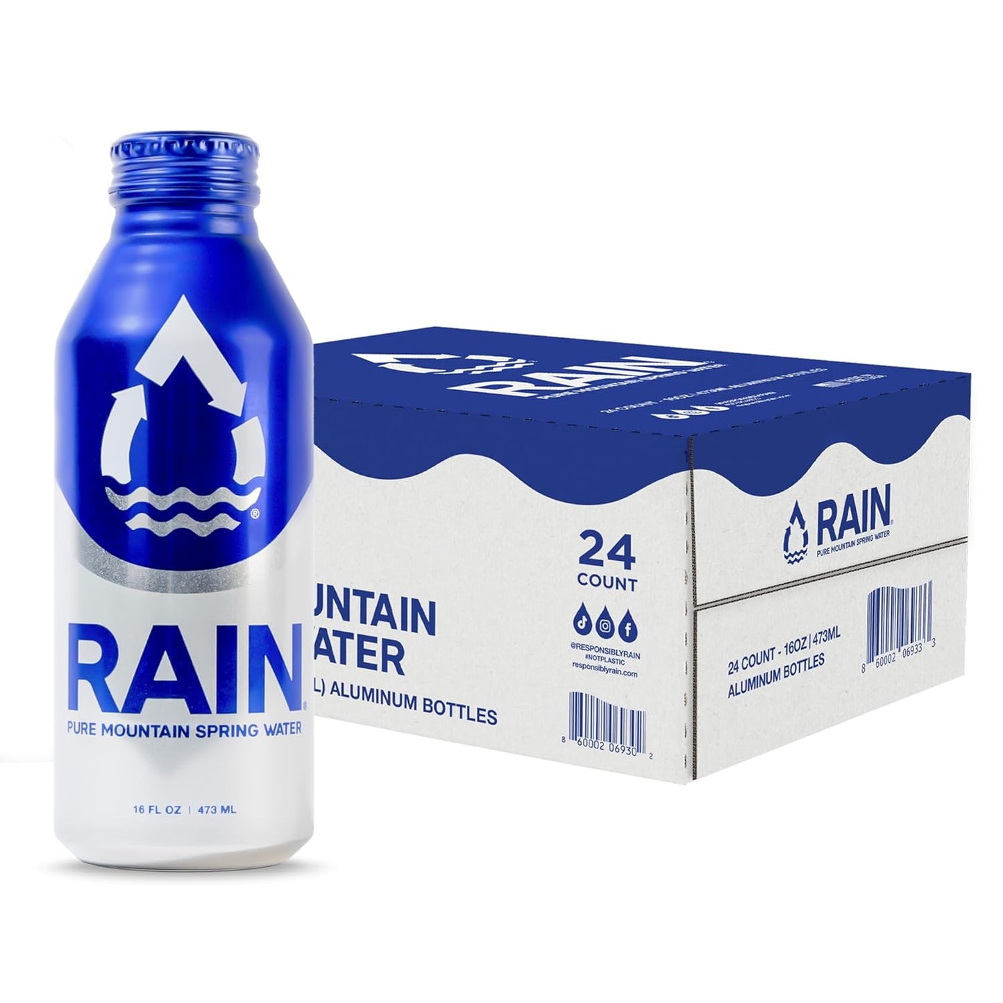 RAIN Spring Water 16 Oz Bottled At The Source in Eco Friendly Pack