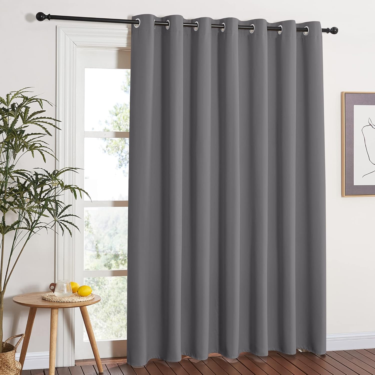 NICETOWN Grey Blackout 84 Patio Curtain - Thermal Insulated, Room Divider