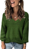 FEKOAFE Womens V Neck Hollow Knit Pullover Sweater - Lightweight party