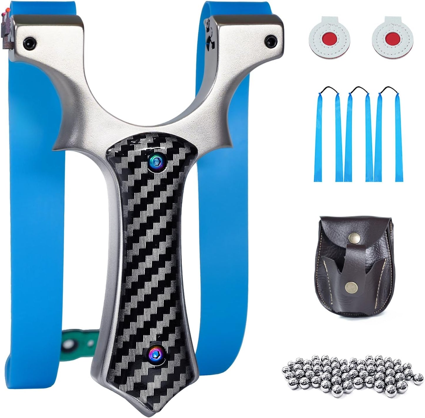 Professional Hunting Slingshot with Fiber Optic Sights and Kit
