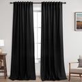 Black Curtains 96 in Long Semi Sheer Linen Drapes - Soft Light